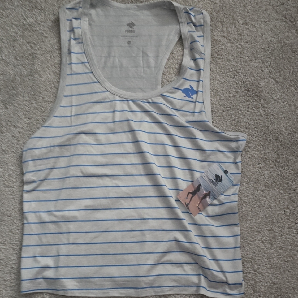 Run In Rabbit Striped Tank Top with Blue Accents